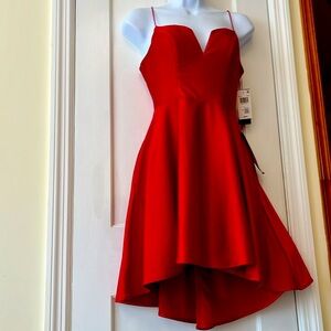 NWT Criss-cross Strappy Back Short‎ Dress Junior 5 Red Pockets Flared Prom Party
